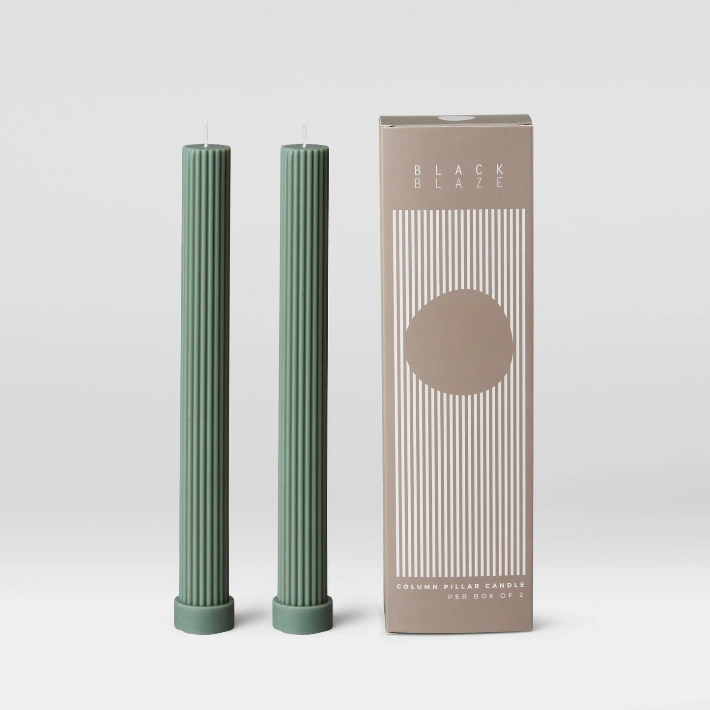 Black Blaze | Column Pillar Candle - Box of 2 - Eucalyptus