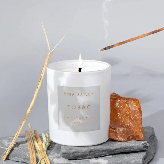 Nina Bailey | Tobac - Scented Soy Candle - Tobacco Hay Amber