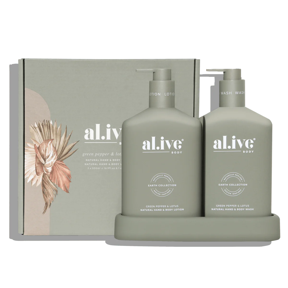 Al.ive Body | Wash & Lotion Duo + Tray - Green Pepper & Lotus