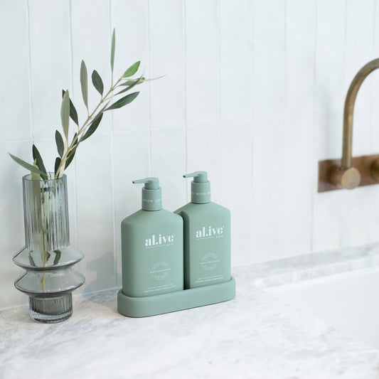 Al.ive Body | Wash & Lotion Duo + Tray - Kaffir Lime & Green Tea