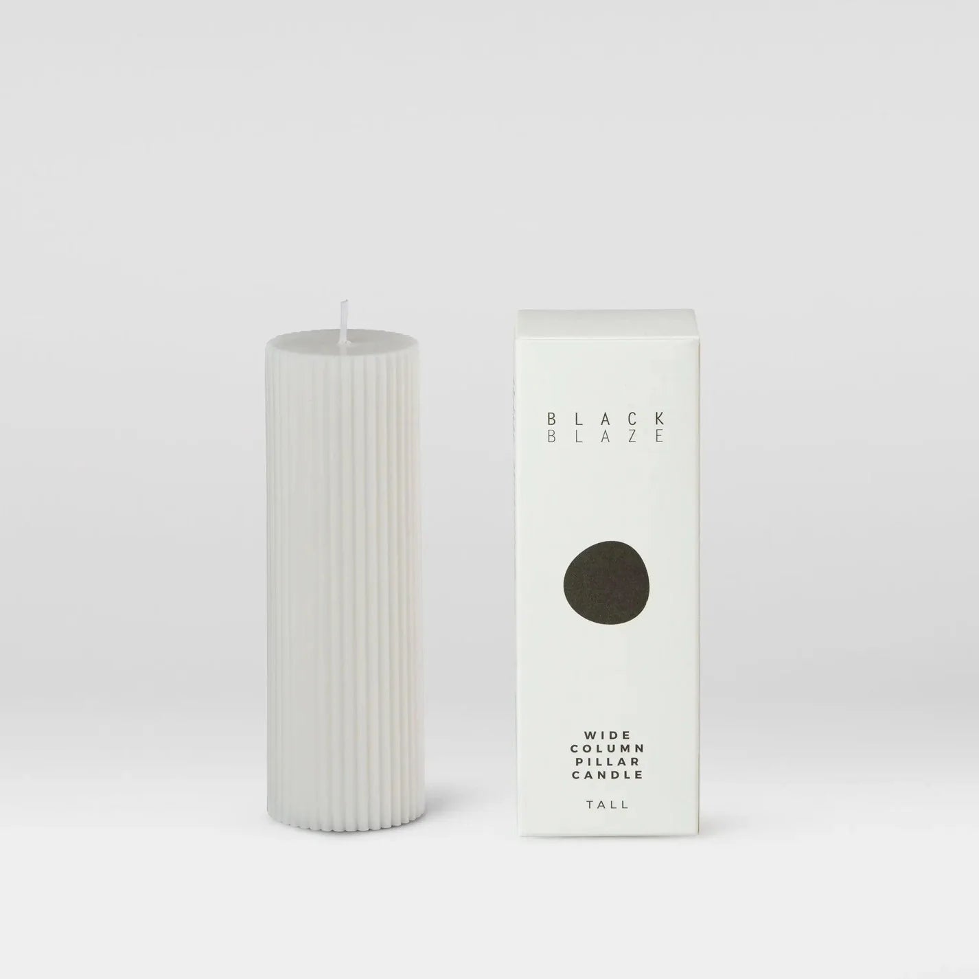 Black Blaze | Wide Column Pillar Candle - Cream White