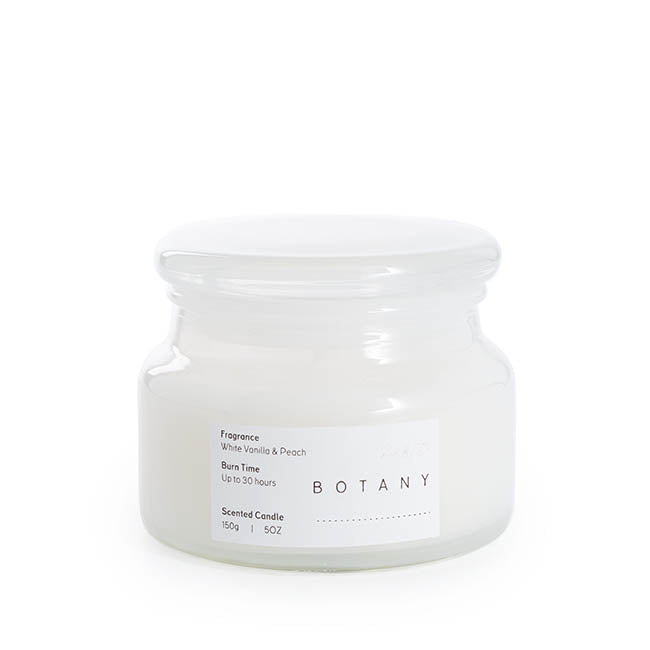 Botany Scented Candle Jar | White Vanilla & Peach | 150g - Chatsworth Flowers