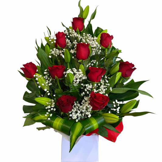 Large Box of Roses/Oriental Liliums - Chatsworth Flowers